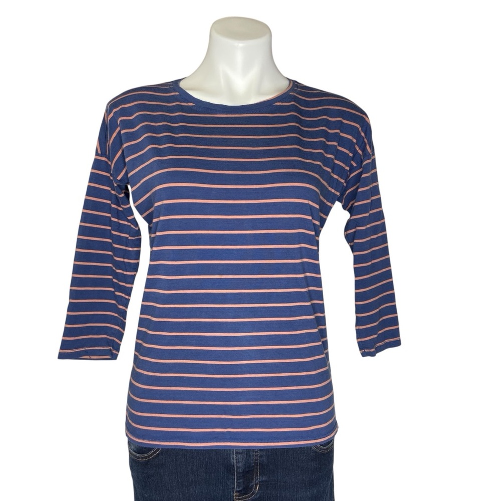 PATAGONIA Striped Tee 3/4 Length Sleeve Crewneck Organic Cotton Tencel Top Small